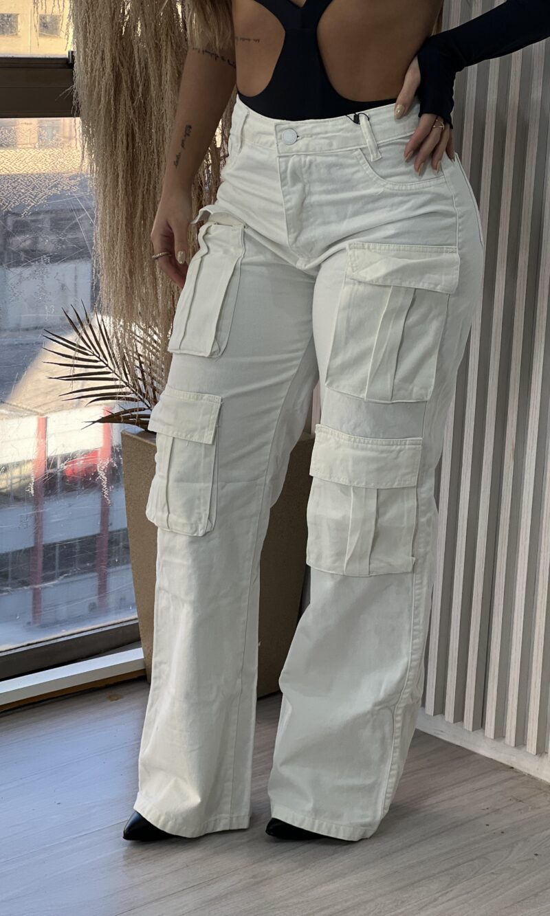 calça jeans wide leg palagio off white