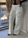 calça jeans wide leg palagio off white