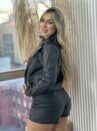 jaqueta courino/couro fake amanda preto