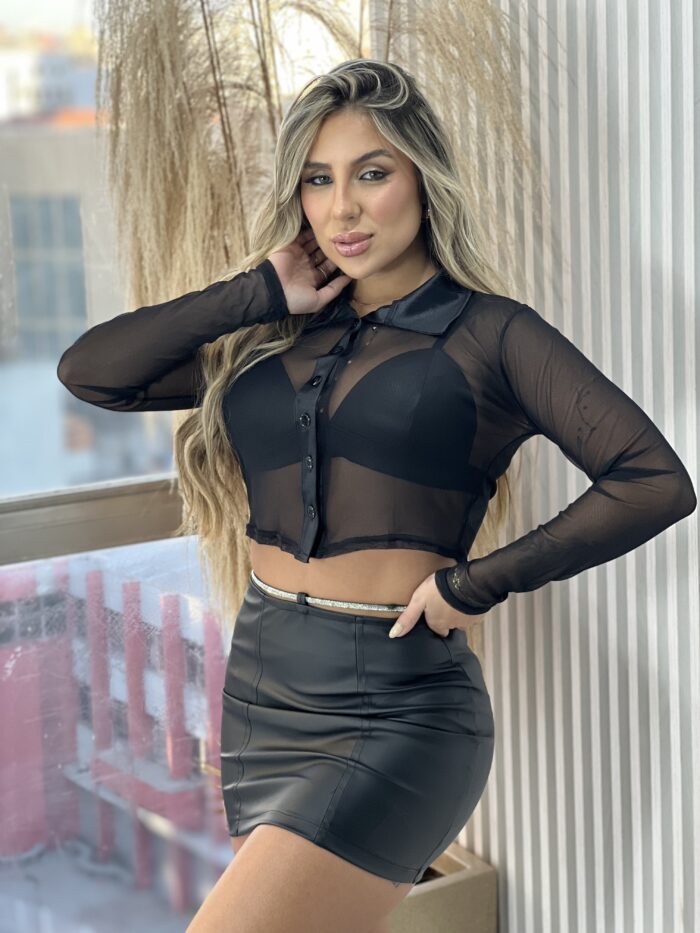 camisa cropped tule preto camisa cropped tule preto