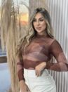 body tule mescla marrom/bege
