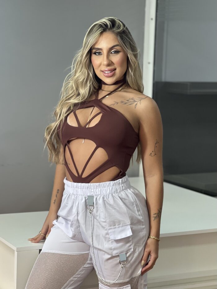 body poliamida livia marrom
