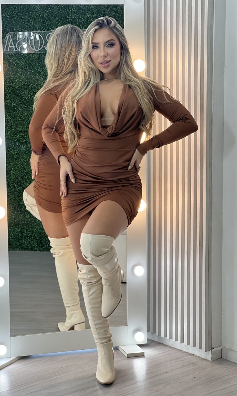 vestido paula marrom