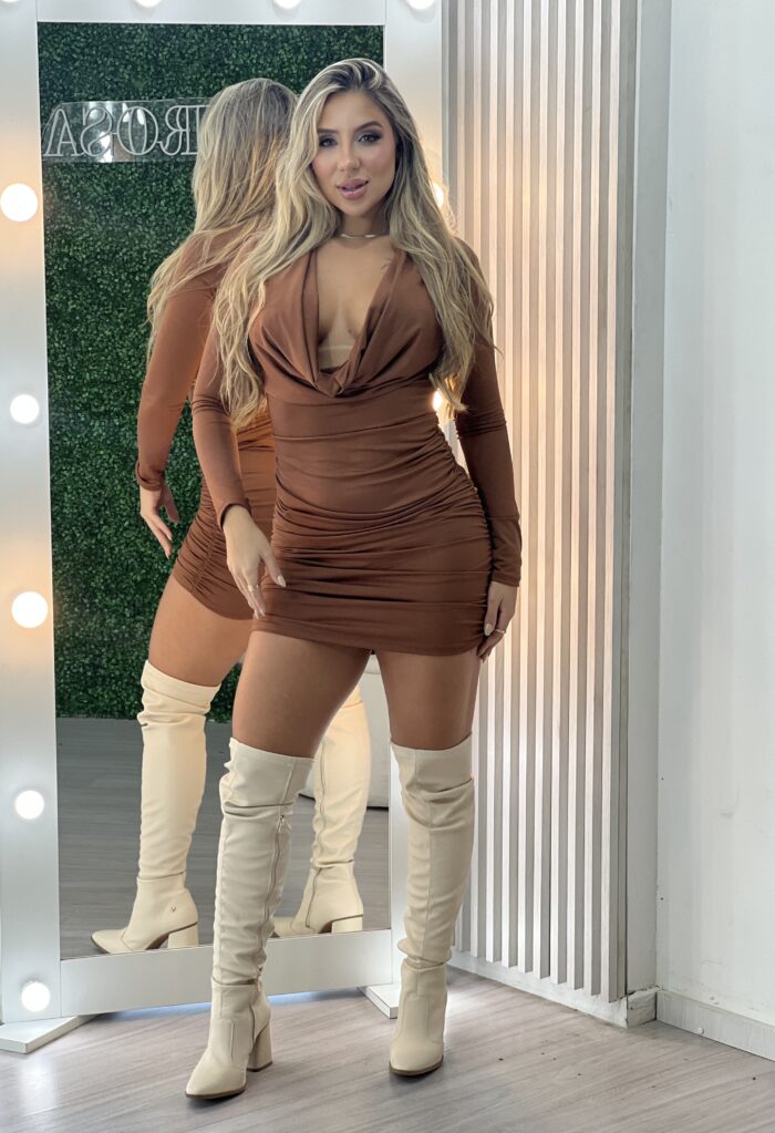 vestido paula marrom