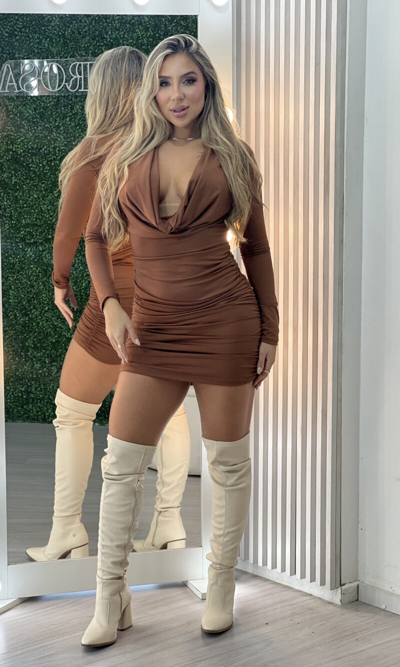vestido paula marrom