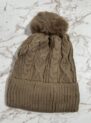 touca pompom bege liso