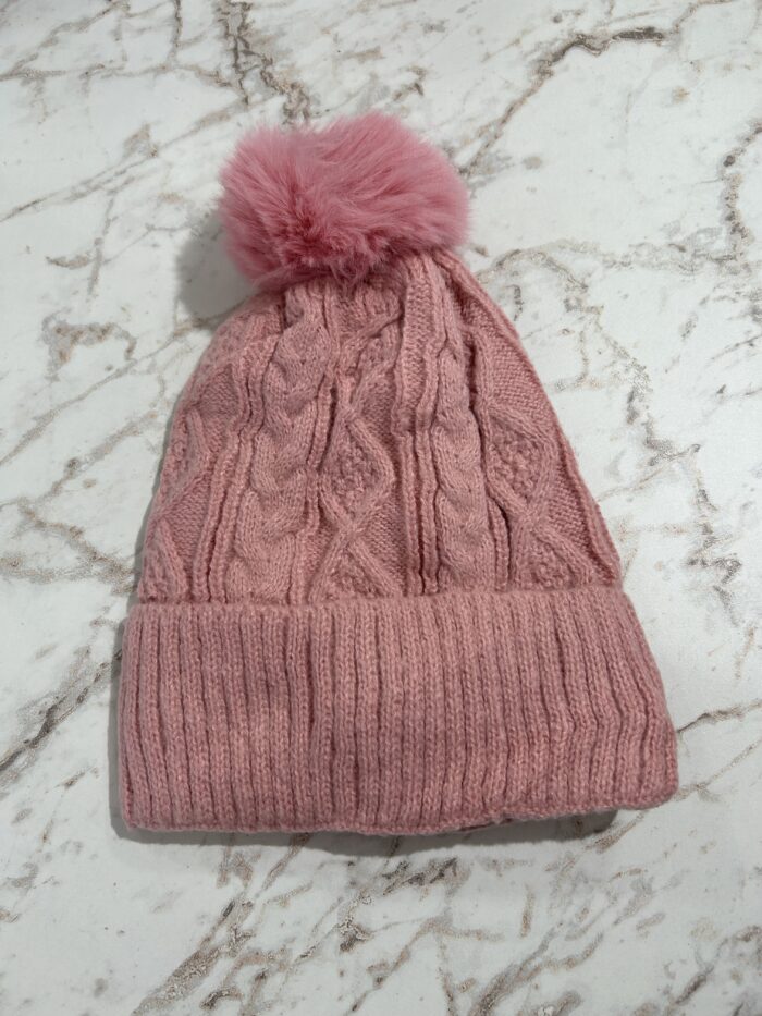 touca pompom rosa liso