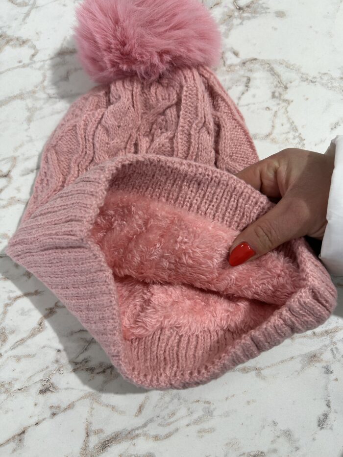 touca pompom rosa liso touca pompom rosa liso
