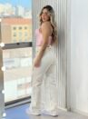 calça jeans wide leg palagio off white