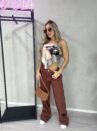 calca jeans wide leg antonia marrom
