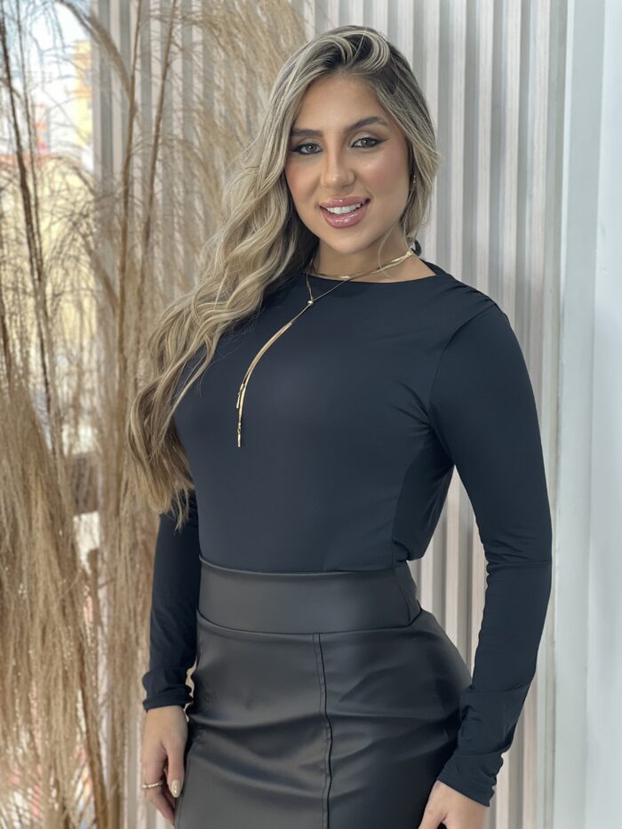 body manga longa cristiane preto