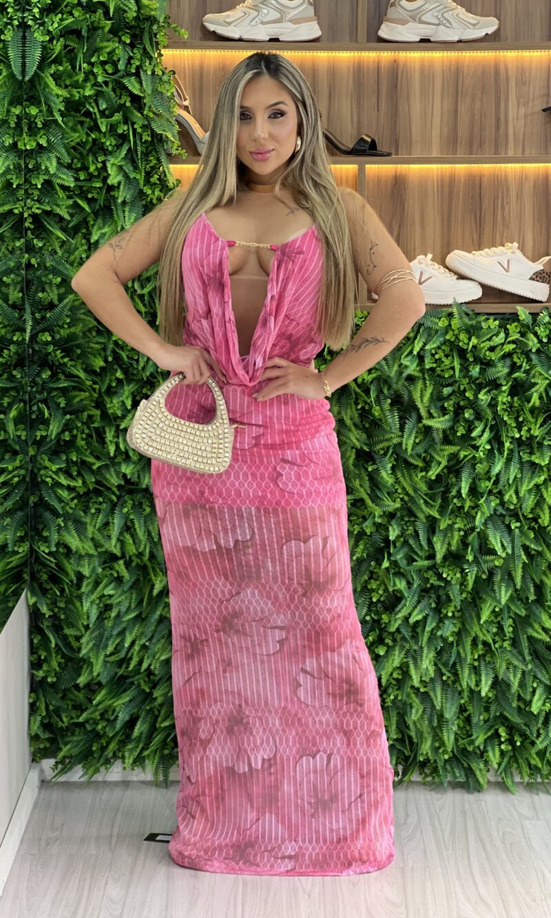 vestido longo tule italy rosa