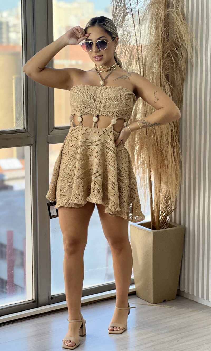 vestido com short yas bege