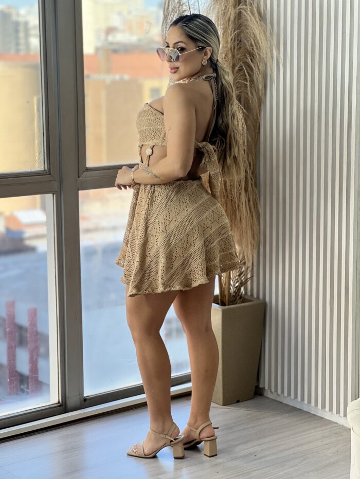 vestido com short yas bege vestido com short yas bege