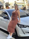 vestido midi jacy marrom