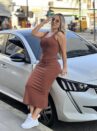 vestido midi jacy marrom