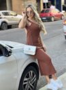 vestido midi jacy marrom