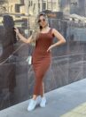 vestido midi jacy marrom