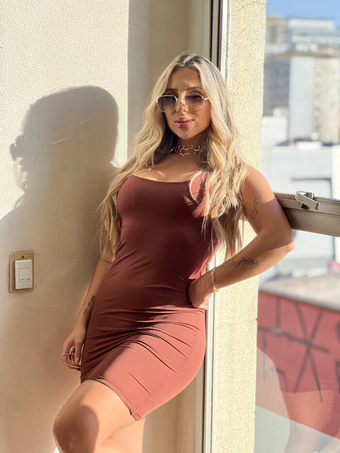 vestido poliamida susi marrom