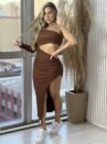 vestido midi jéssica marrom