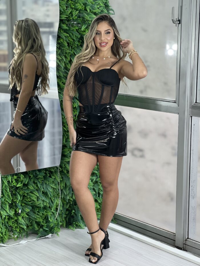 corselet tule amanda preto corselet tule amanda preto