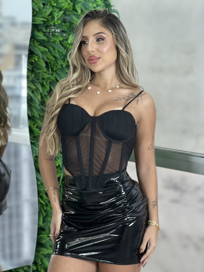 corselet tule amanda preto corselet tule amanda preto
