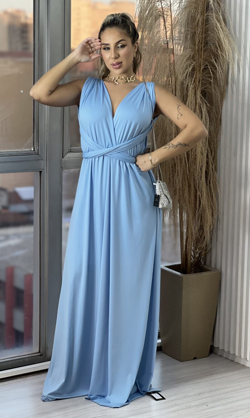 vestido longo dulce azul