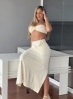 conjunto poliamida midi creme