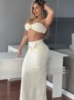 conjunto poliamida midi creme
