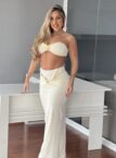 conjunto poliamida midi creme