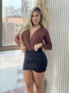 body manga longa gilda marrom
