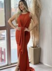 vestido longo famy terracota