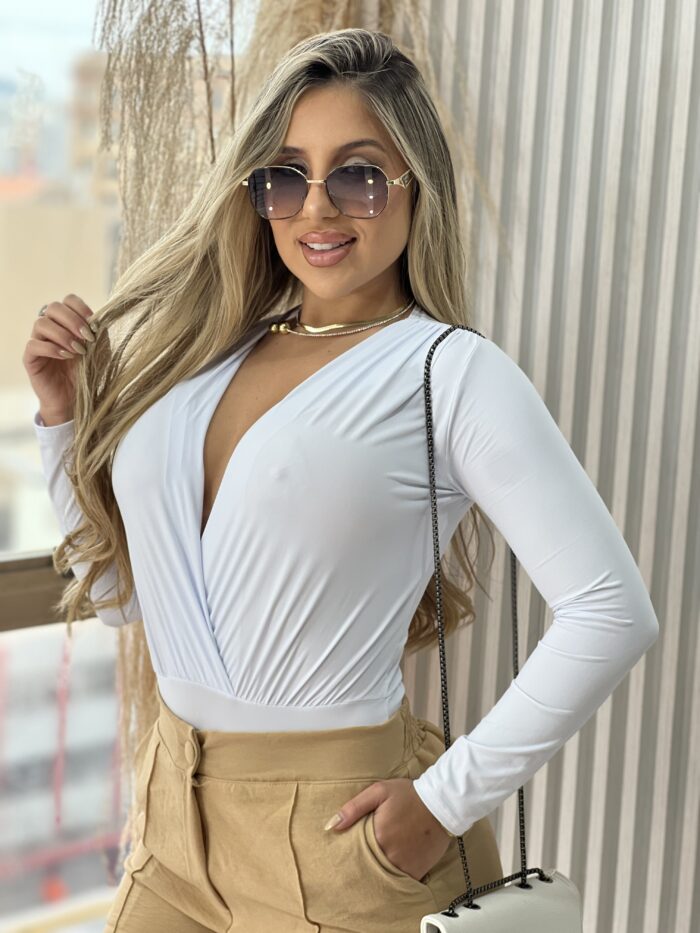 body manga longa gilda branco
