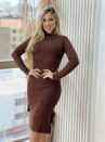 vestido midi modal marrom