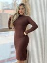 vestido midi modal marrom