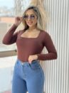 body manga longa mika marrom