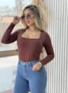 body manga longa mika marrom