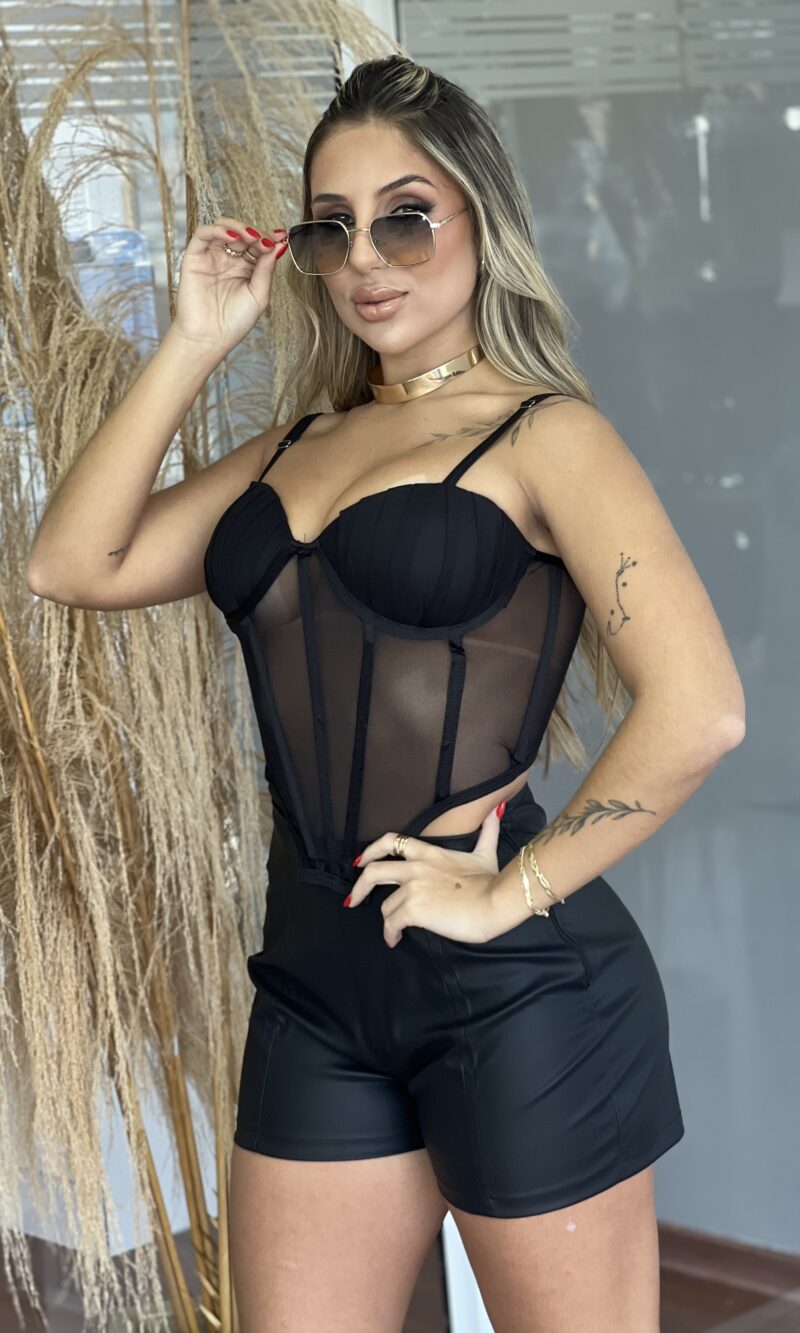 corselet tule amanda preto