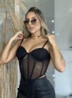 corselet tule amanda preto