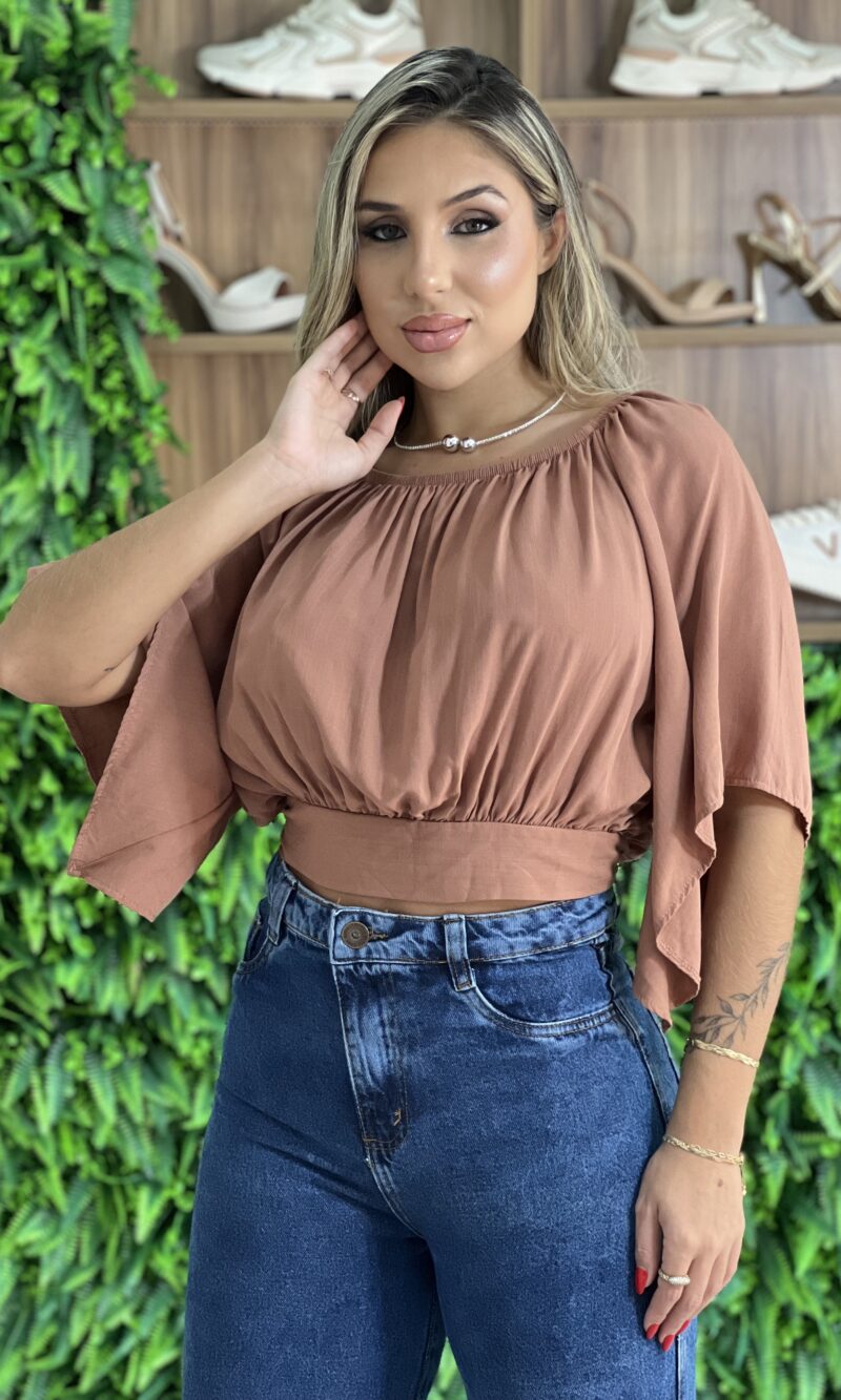 cropped ciganinha fran bege