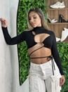 cropped manga longa jaci preto