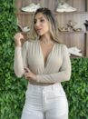 body manga longa gilda bege