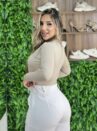 body manga longa gilda bege