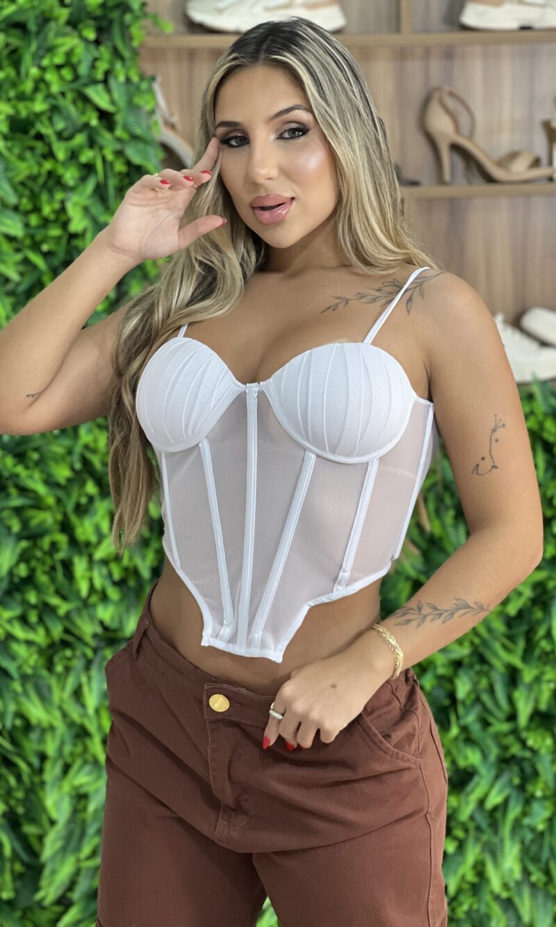 corselet tule amanda branco