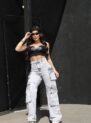 calça jeans cargo mira