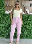 calca jeans mom cargo rosa baby