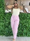 calca jeans mom cargo rosa baby