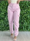 calca jeans mom cargo rosa baby