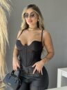 cropped corselet cintilante lara preto