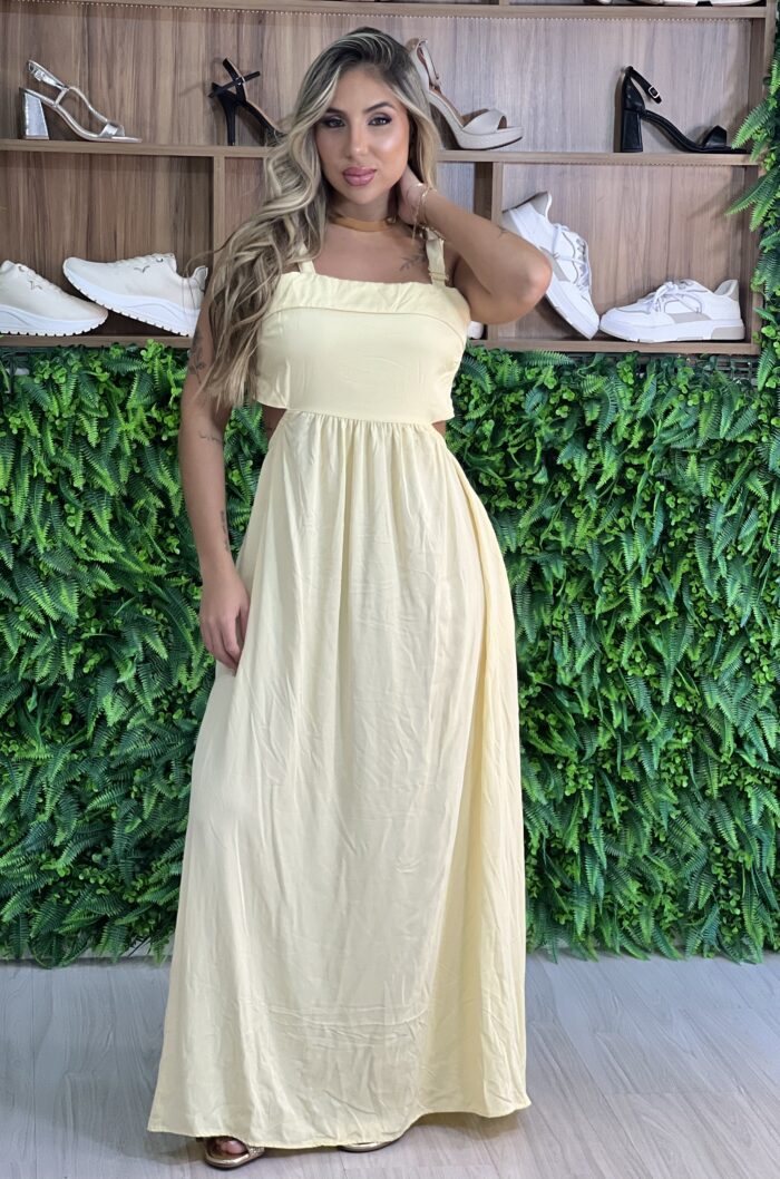 vestido longo pietra amarelo